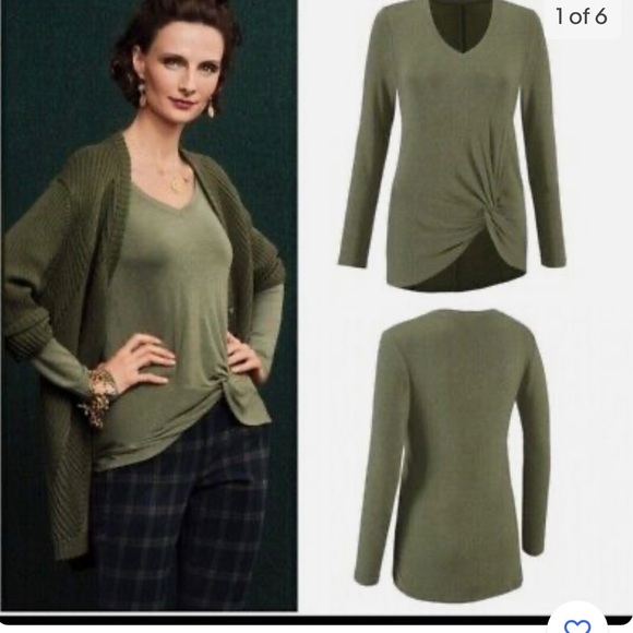 EUC CAbi Reveal Twist sage green tee - Large - Picture 2 of 3